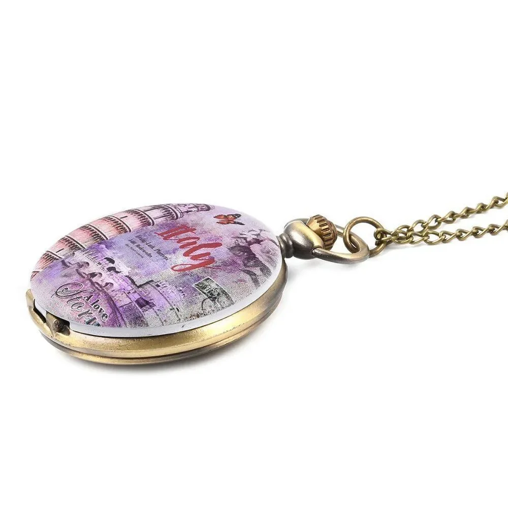 STRADA Musèe Tulips Pocket Watch in Brass…